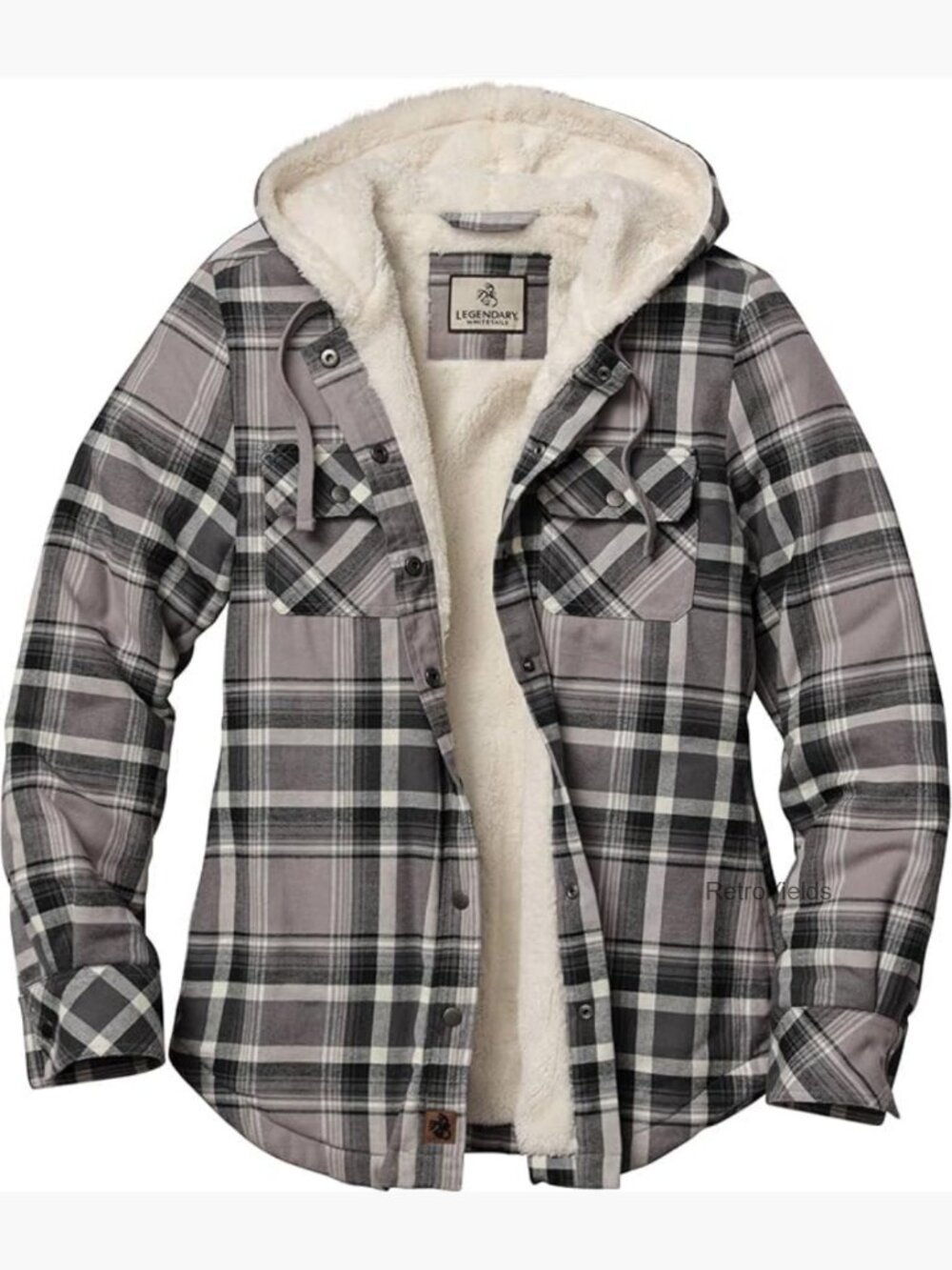 Women's Hooded Flannel Shacket Sherpa Lined Plaid Shirt Jacket
